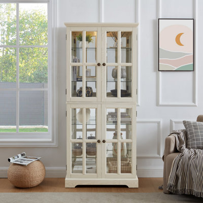 Bookcase, Display Cabinet With Adjustable Shelves And Glass Doors For Home Or Office