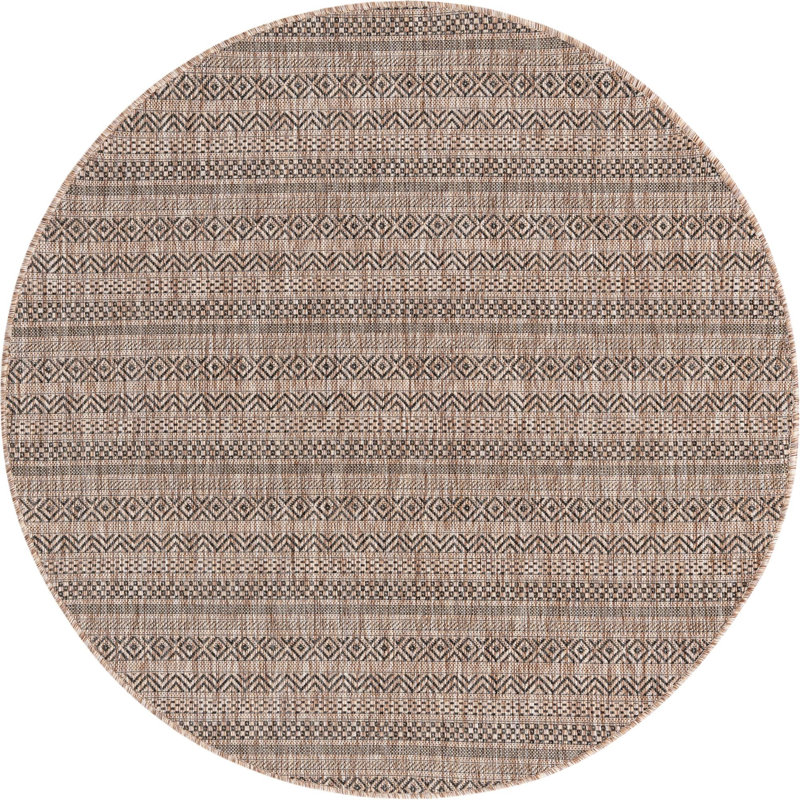 Outdoor Glimmer Area Rug Light Brown Color, Round 7'10"