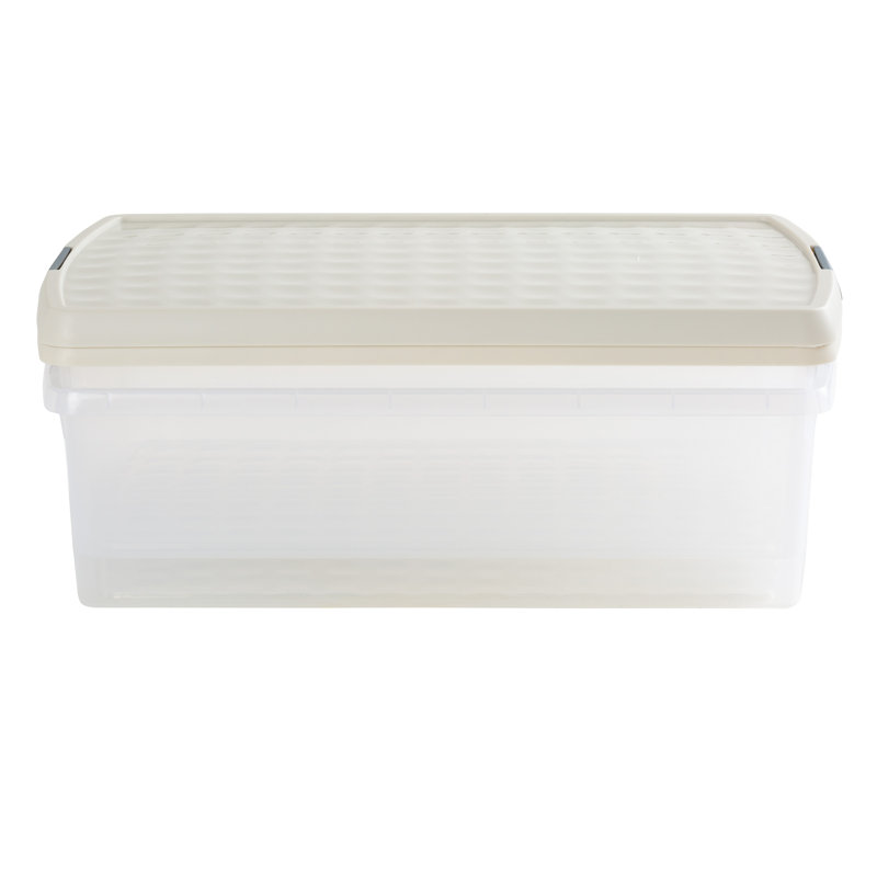 Wham Clip 30L Rectangular Plastic Storage Boxes with Secure Clip Lock Lids. L:59.5 x W:39.5 x H:17cm, Clear/Stone/Slate Grey
