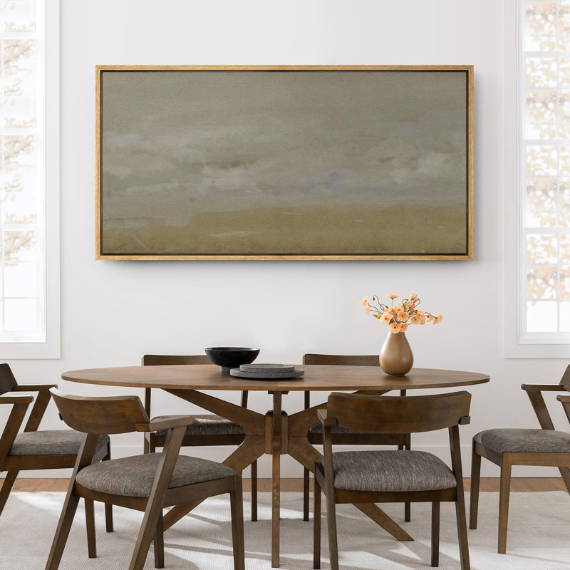 «Minimal Landscape Abstract Landscape Mist Ethereal Green Minimalist Vintage», reproduction sur toile, H 30 po x l 60 po