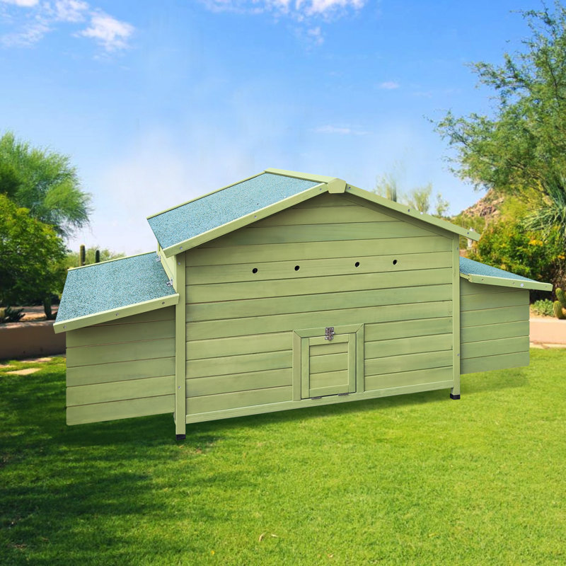 Spacious Wooden Chicken Coop For Outdoor Use With Dual Nesting Boxes And Two Free-range Doors For Easy Access