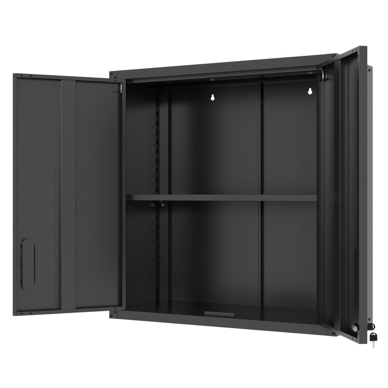 Armoire de rangement murale en métal avec porte verrouillable et 1 tablette pour garage, bureau, assemblage requis