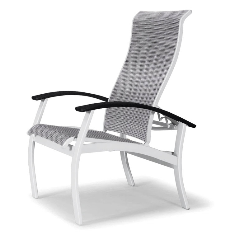 Chaise de patio Askar, Noir, Titane Sunbrella®, Blanc brillant