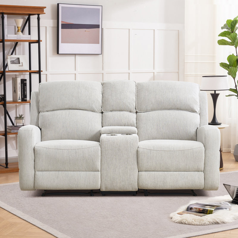 70.8" Wide Modern And Overstuffed Soft Manual Reclining Loveseat Sofa With Center Console