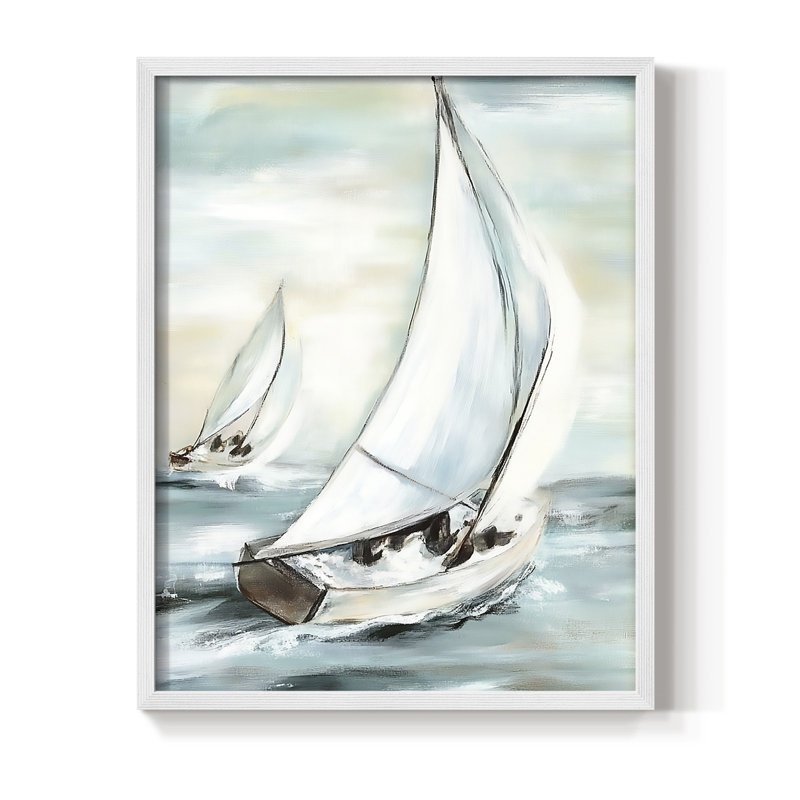 NAUTICAL Series LII, reproduction encadrée - bois massif, H 11 po x l 9 po, Blanc