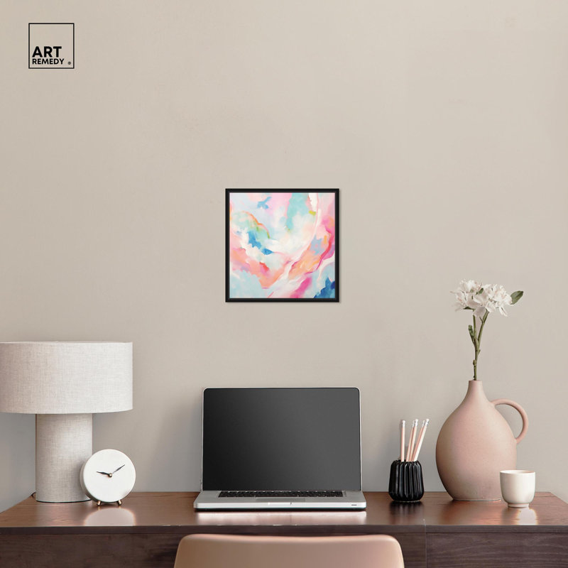Soft Swirls I Canvas Spring Abstracts by, Black Floater Frame, 13" H x 13" W