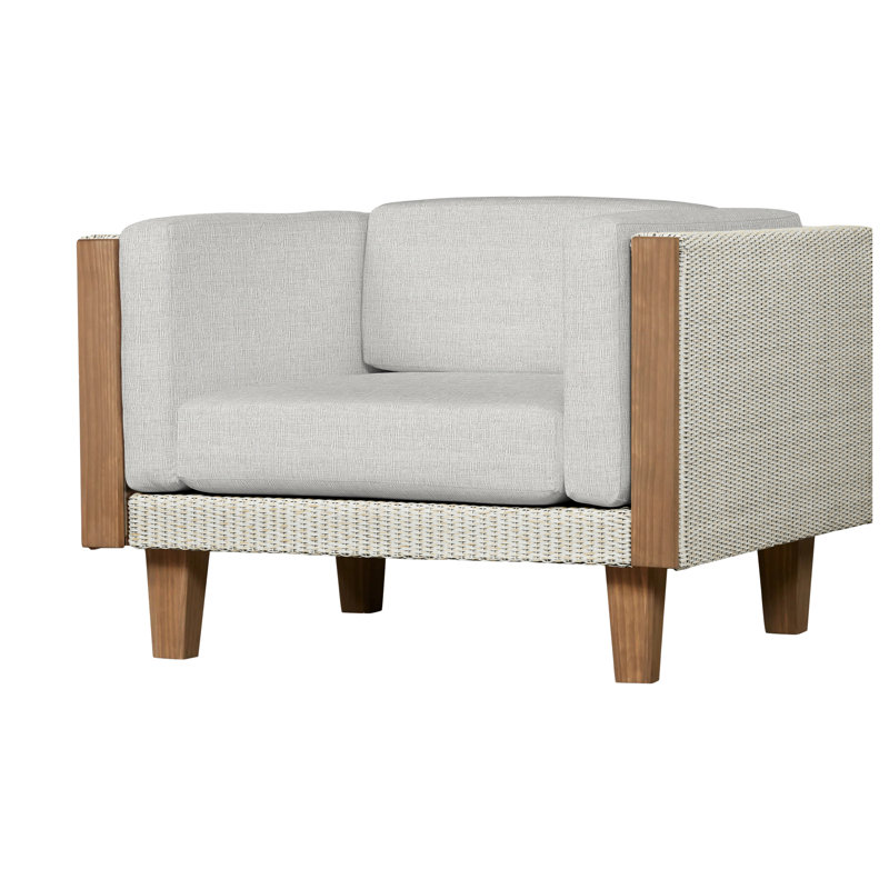 Catalina Outdoor Teak Lounge Chair, Demo Mist, Antique White