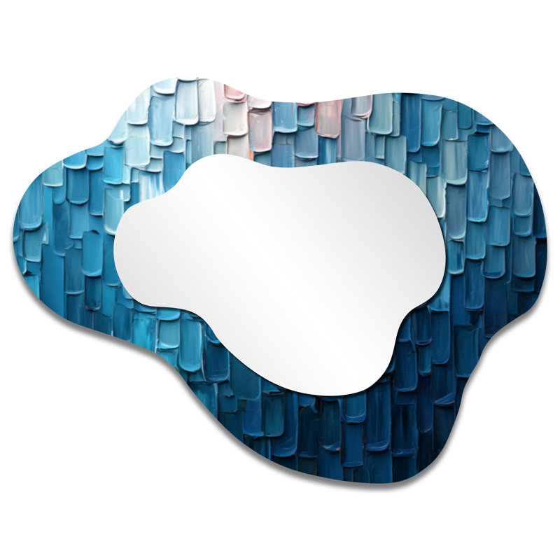 «Drip Paint» de Blue Cubic Matrix I - miroir décoratif asymétrique, peinture murale, 27 po x 35 po