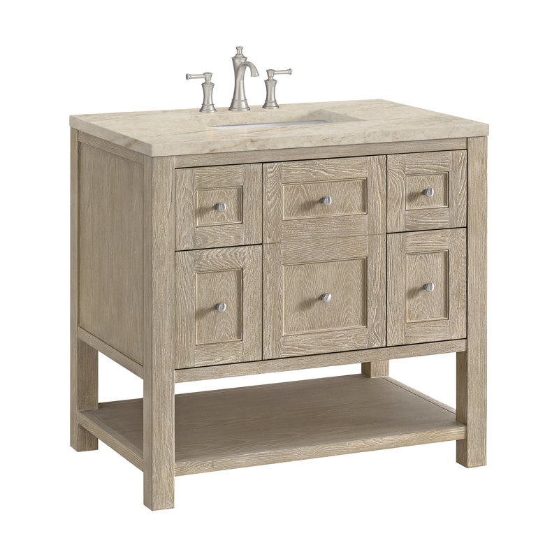 Breckenridge 36 in. Single Vanity, Whitewashed Oak, Tajnar Eclos, 8" Widespread
