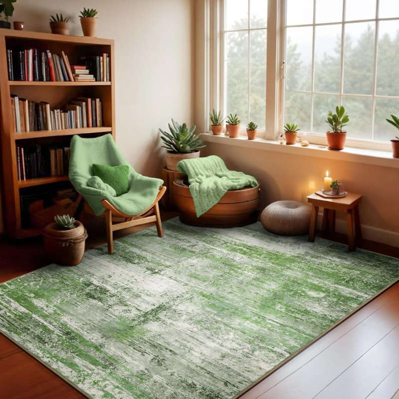 Abstract 4x6 Area Rug for Living Room Dining Room Entryway Sage Green, Sage Green