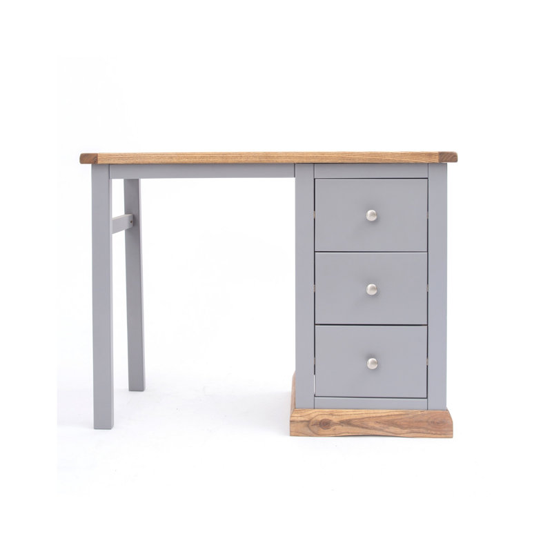 Miesville Modular Writing Desk, Natural/Grey/Chrome