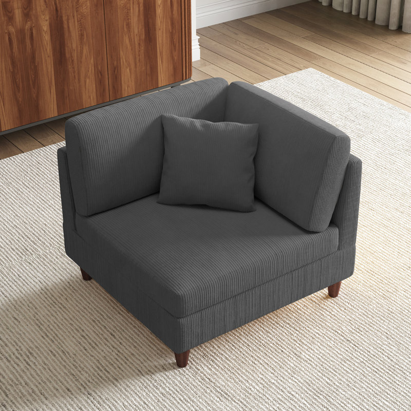 Mordecai 95Cm Wide Side Chair, Grey Corduroy