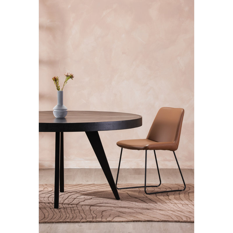 Chaise d'appoint rembourrée en cuir Luckas, Cuir véritable brun