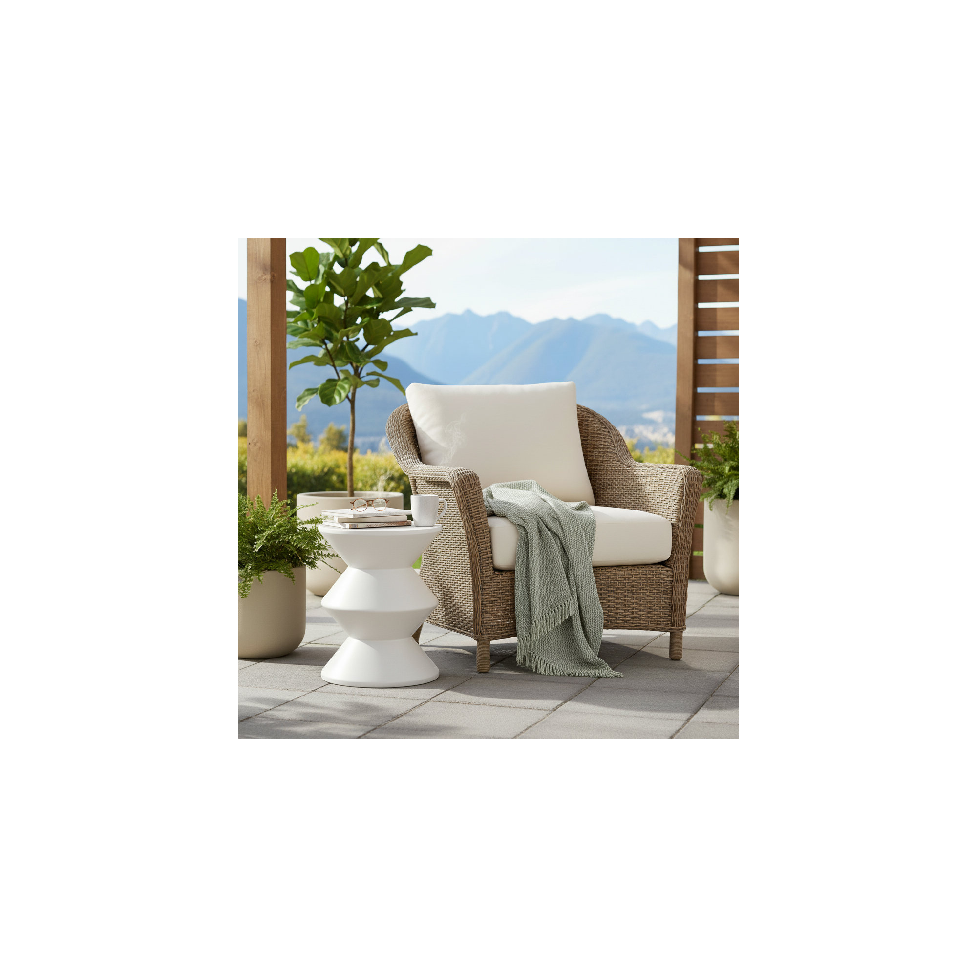 Isiah Concrete Inverted Side Table, White
