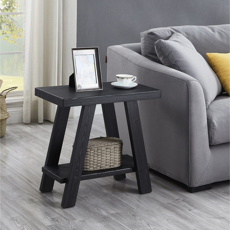 Table d'appoint Splendid Black Wood, H 21,55 po x L 23,23 po x l 14,32 po, Noir, Noir