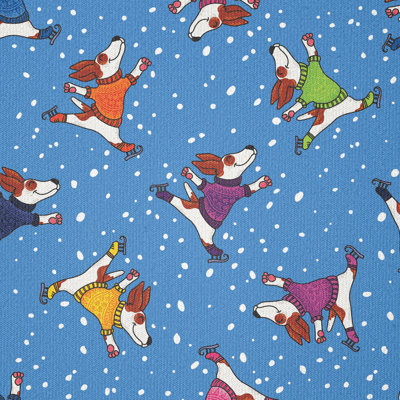 Akoon Skater Dogs in Christmas Sweater Fabric