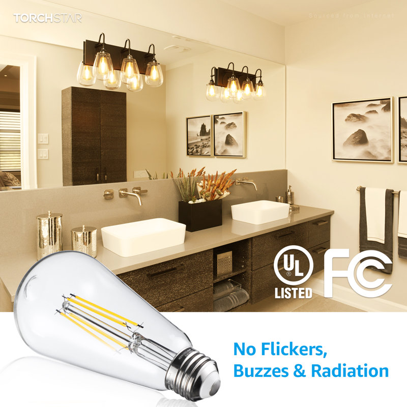 Ampoules Edison ST64 à DEL, intensité variable, blanc doux 2700 K, base E26 / E27, homologué UL