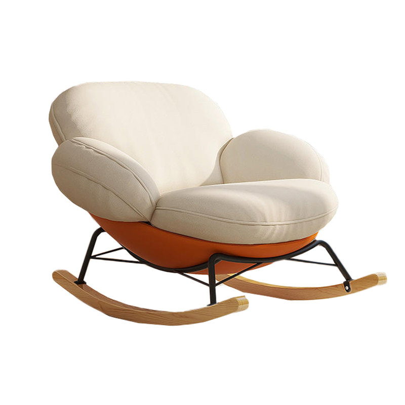 Chaise berçante ergonomique avec structure en métal, Beige / orange