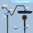Shower Head, 12 inch Multifunction High Pressure Rain Shower Head with Handheld Spray Combo with 14'' Angle Adjustable Extension Arm/Flow Regulator/Shower System Matte Black