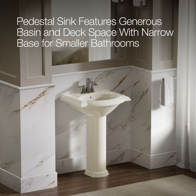 Devonshire Ceramic 25" Pedestal Bathroom Sink with Overflow, Biscuit, Centerset Faucet