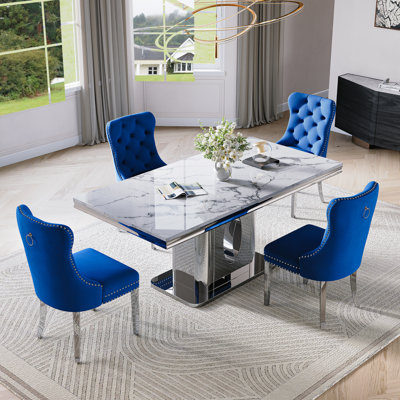 Dining Table Set Modern Faux Marble Dining Table 7008 Luxury Dinning Table With With Velvet Chairs Kitchen Dining Room Sets For Dinner Dinette Br Dining Table Set Modern Faux Marble Dining Table 7008 Luxury Dinning Table With With Velvet Chairs Kitchen Dining Room Sets For Dinner Dinette Br