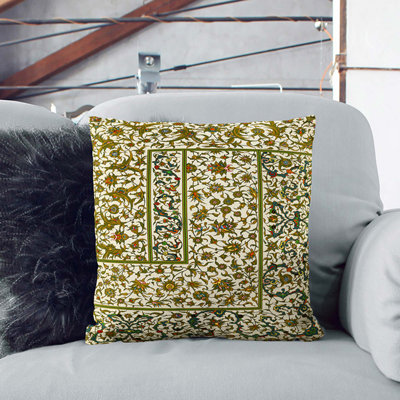 Indo-Persian Pattern with Flowers by Albert Racinet Cushion with Filling