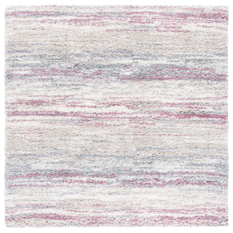 Nila Abstract Ivory/Pink Area Rug, Square 3'