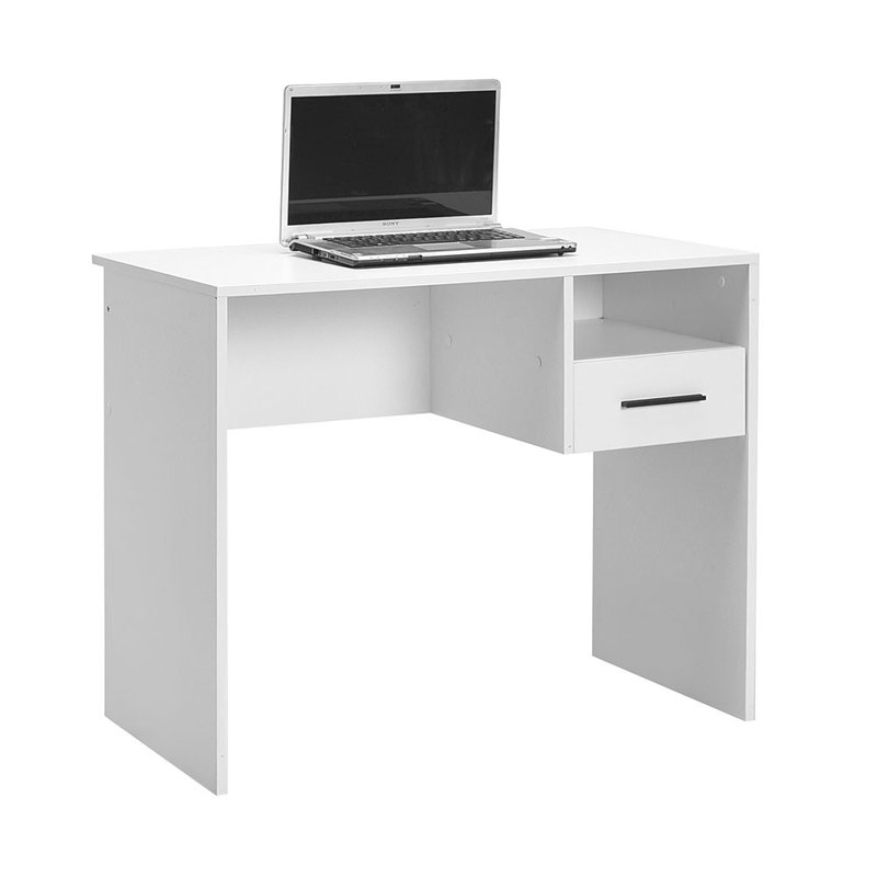 Bureau d'étude moderne, blanc, 35,4 po x 29,5 po x 20,5 po | 100% panneau de particules enduit de mélamine, épaisseur: 0,6 pouce | Conception élégante pour les bureaux à domicile et les espaces d'étude, les meubles peu encombrants et élégants