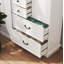 Commode décorative de ferme avec porte coulissante, 5 tiroirs et tablette réglable, blanc