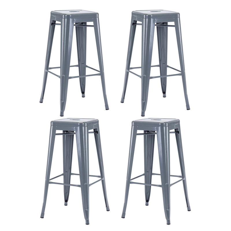 Stainless Steel Outdoor Stool, Glossy Grey