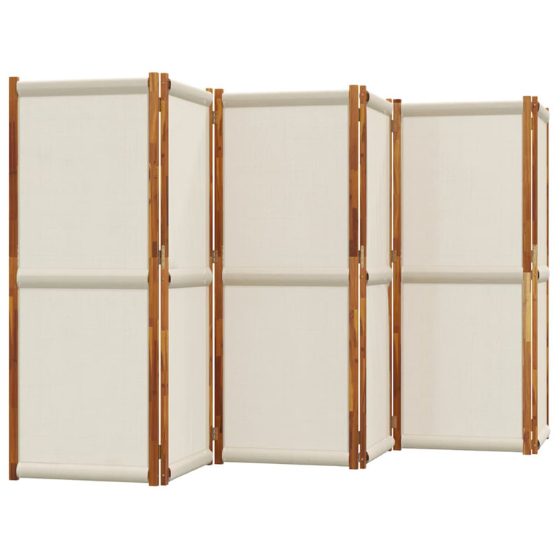 Metts 457.2cm H Solid Wood Folding Room Divider, 180cm H x 420cm W, Light Grey, 6