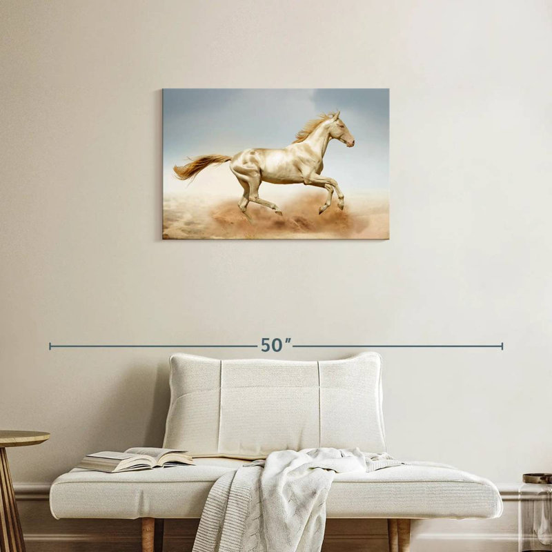 Cheval Akhal Teke qui court, H 20 po x l 30 po