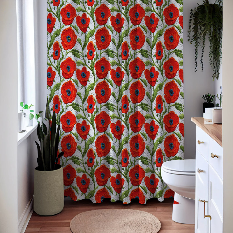 Floral and Abstract Shower Curtain, 72" H x 70" W