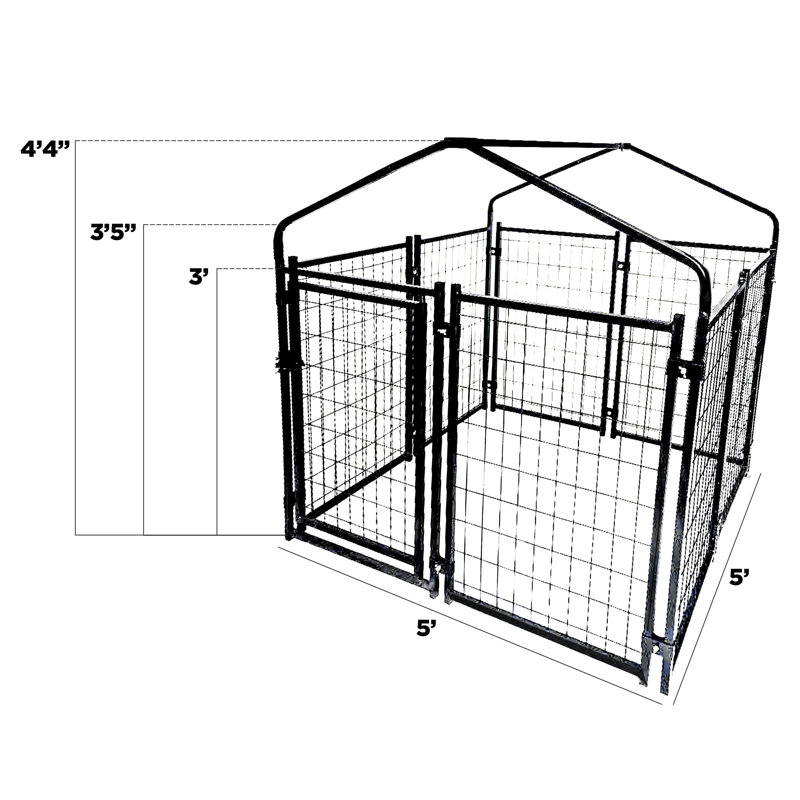 ALEKO Black Steel Expandable Kennel with Roof and Cover