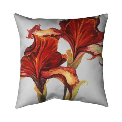 Lilies with fall colors - 16"x16" Outdoors Throw pillow - Spun poly - Print on demand
