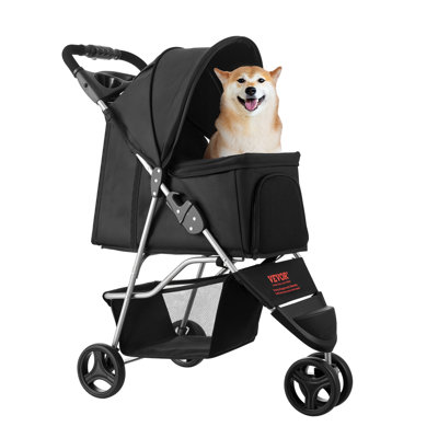 Pet Stroller Foldable 3 Wheels Dog Stroller with Brake up to 35lbs Travel Camp