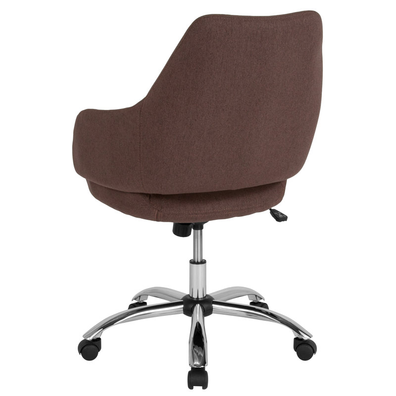 Madrid Home and Office Upholstered Mid-Back Office Chair with Wrap Style Arms, Brown