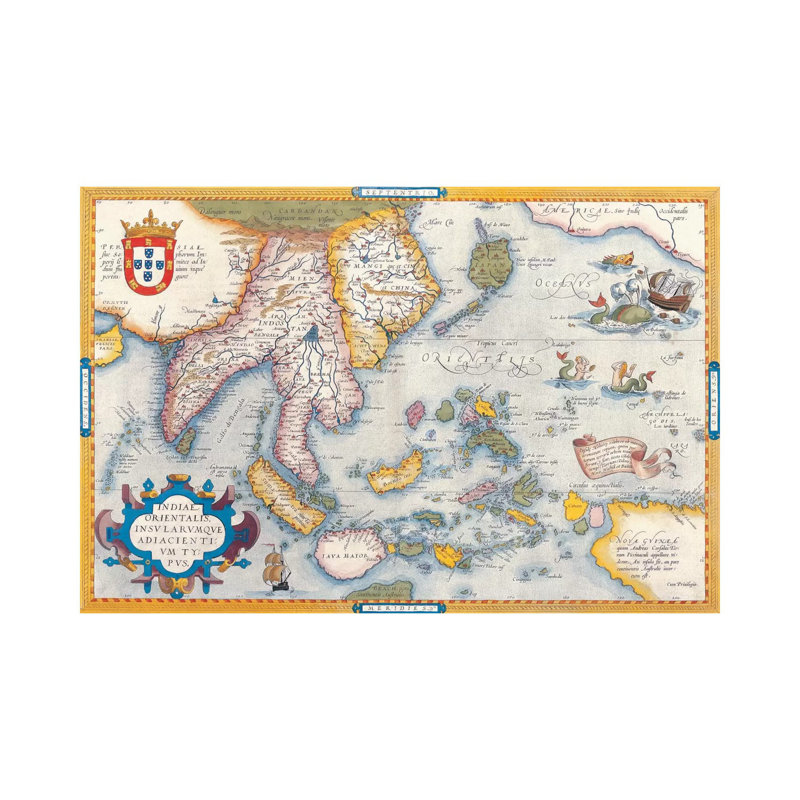 Antique Map East Asia - Wrapped Canvas Print, 30.48 cm H x 45.72 cm W