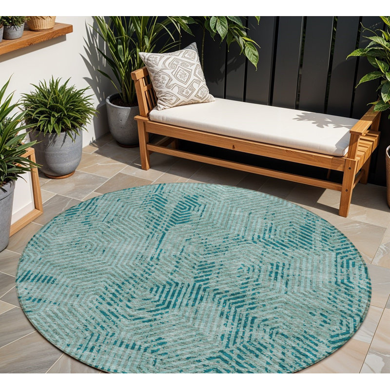 Tapis rond bleu 8 po