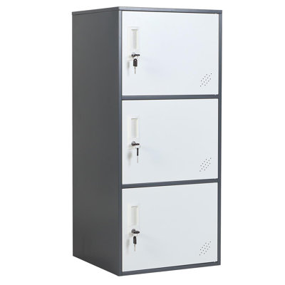 3 Door Vertical Stackable Storage Cabinet With Lock,Anti-Failing Device, Metal Lcoker,Organizer For Office, Home, Gym, School by Inbox Zero