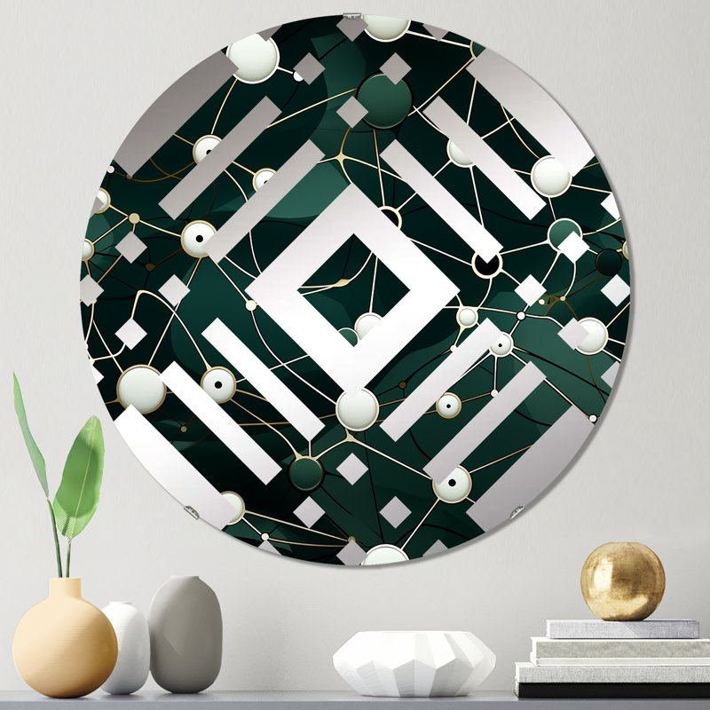 Green Popart Techno Tangles - Diamond Decorative Mirror, 23.6" x 23.6"