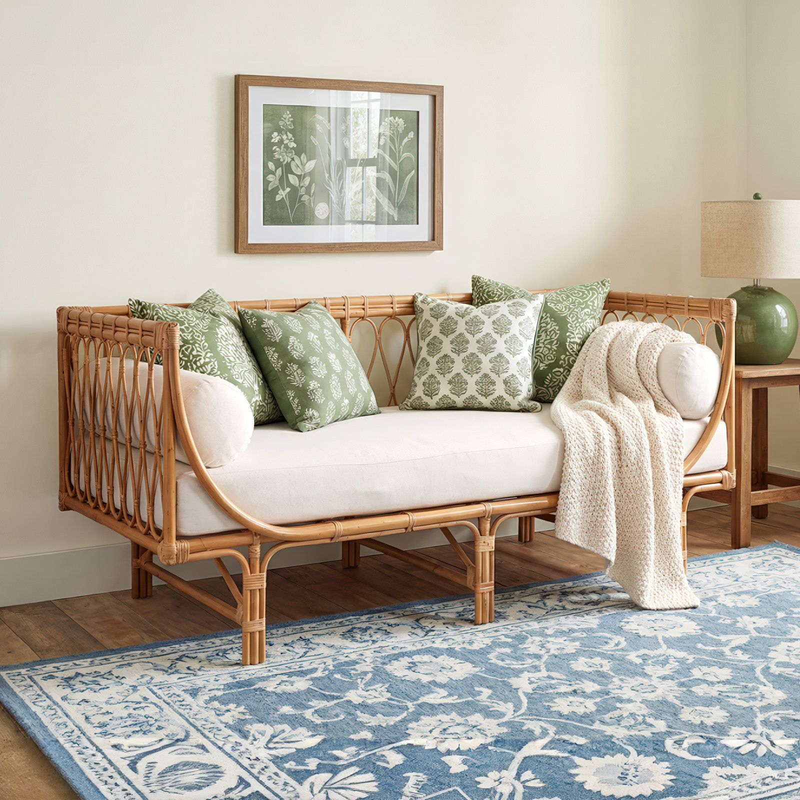 Deago Modern Bohemian Rattan Daybed