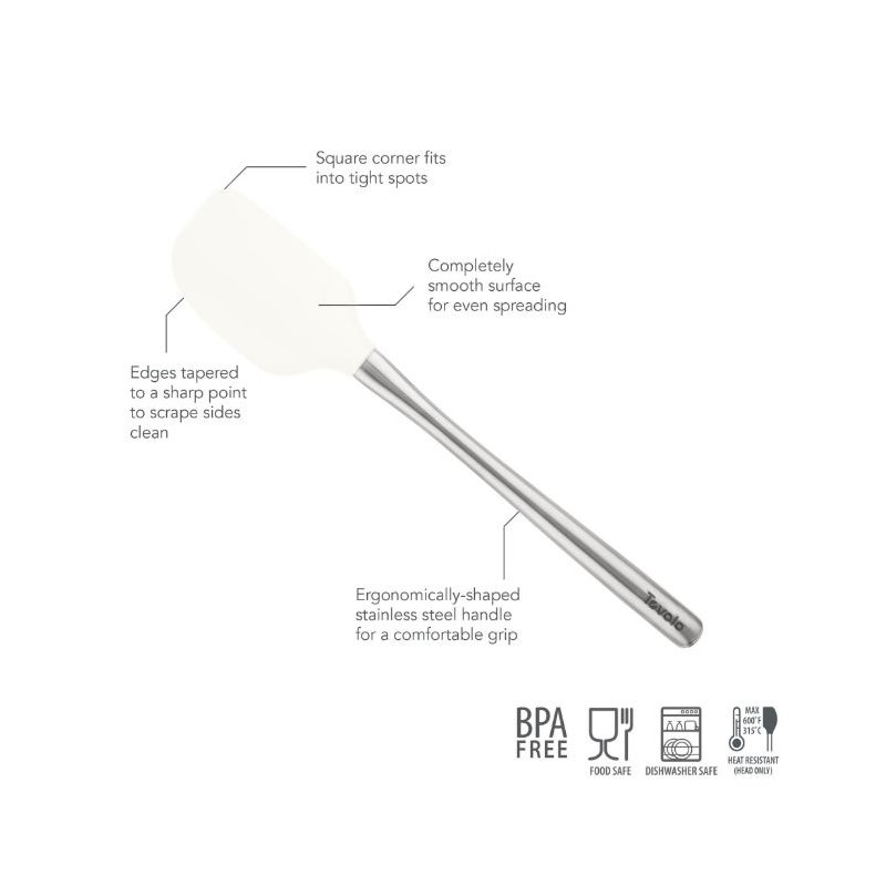 Flex-Core Spatula Stainless Steel Handle - White, White