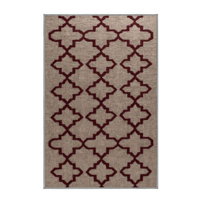 Machine Washable Trellis Grey Area Rug