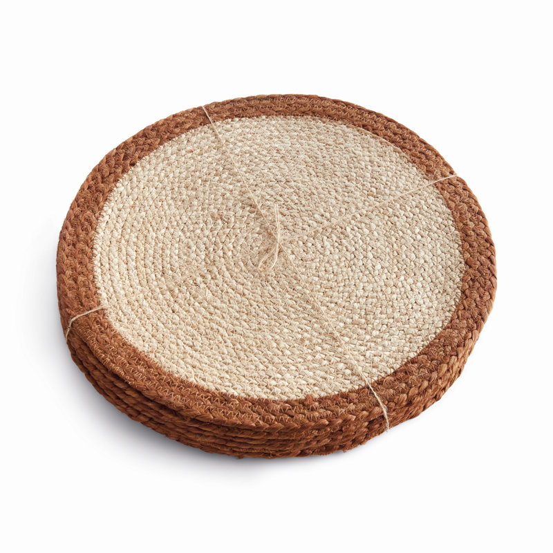Napperon rond en jute, ensemble de 8, Rouge/brun clair