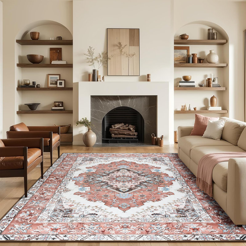 Groner Area Rugs Machine Washable Boho Rug For Living Room Bedroom, Rectangle 2' x 3'