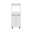 Buffet de cuisine blanc autoportant avec armoire à 2 portes, tablettes et comptoir compact pour les appareils de salle à manger