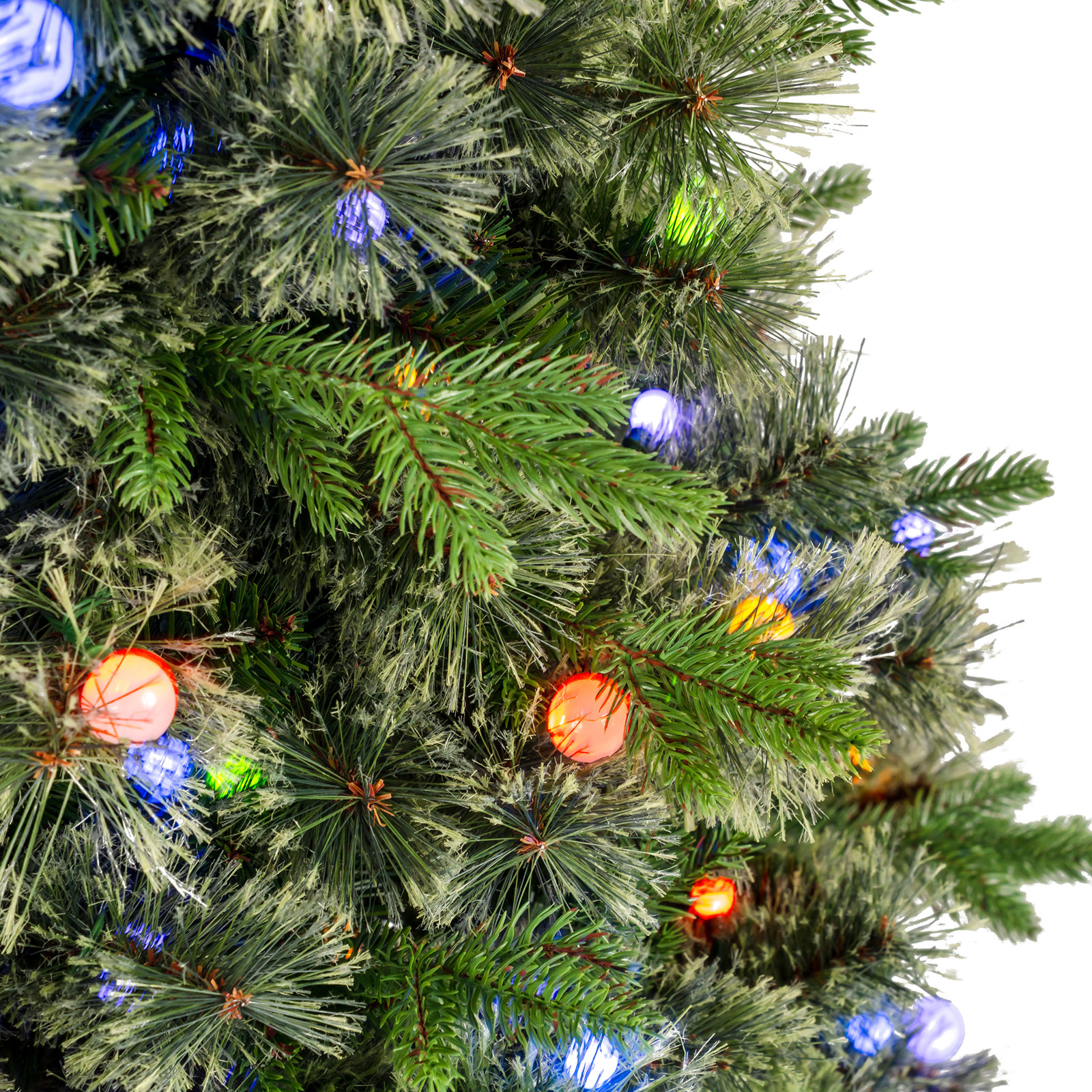 Aldred Pre-Lit Green Cashmere Slim Pine Artificial Christmas Tree with LED Lights, 6ft
