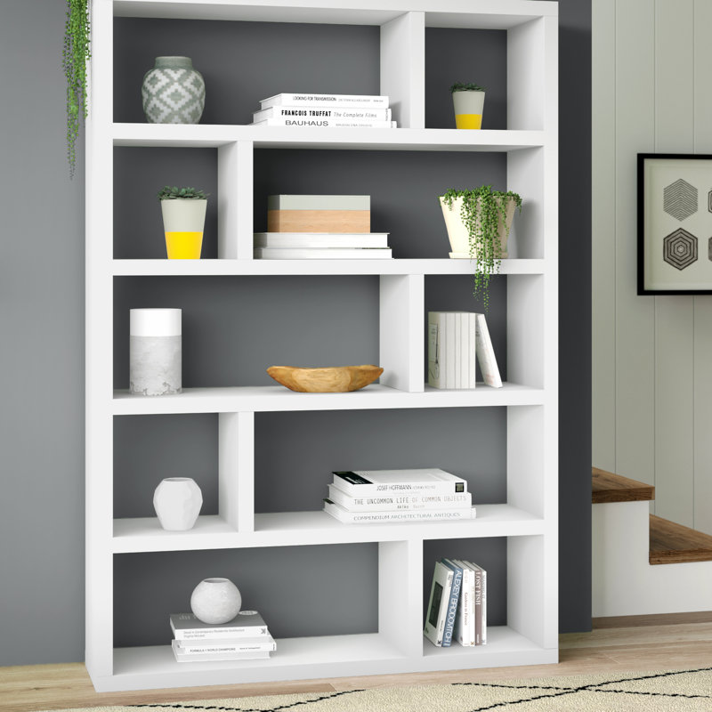 Jago 173cm H x 120cm W Geometric Bookcase, White
