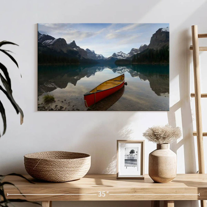 Canot sur le lac Mehar Maligne, H 16 po x l 24 po